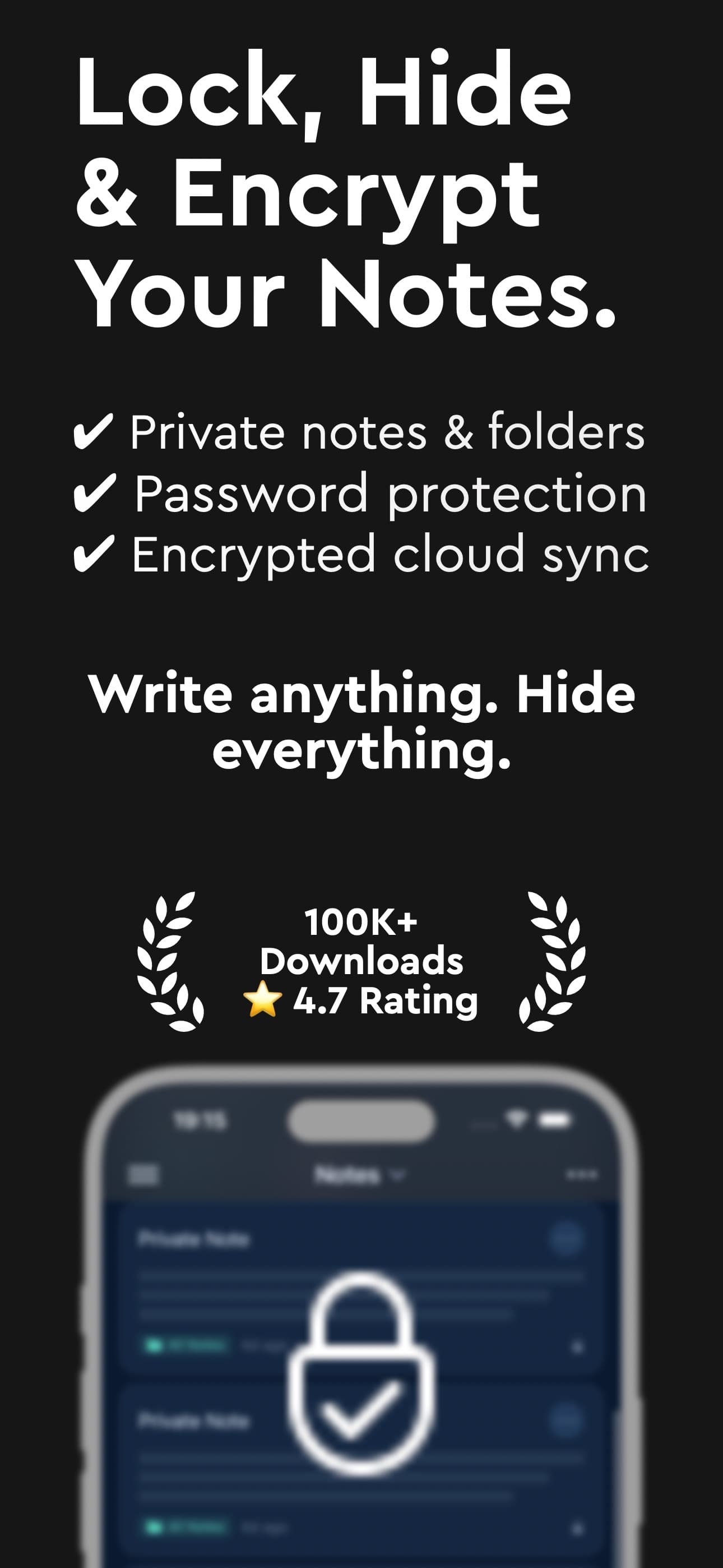 Lock, hide and encrypt your notes