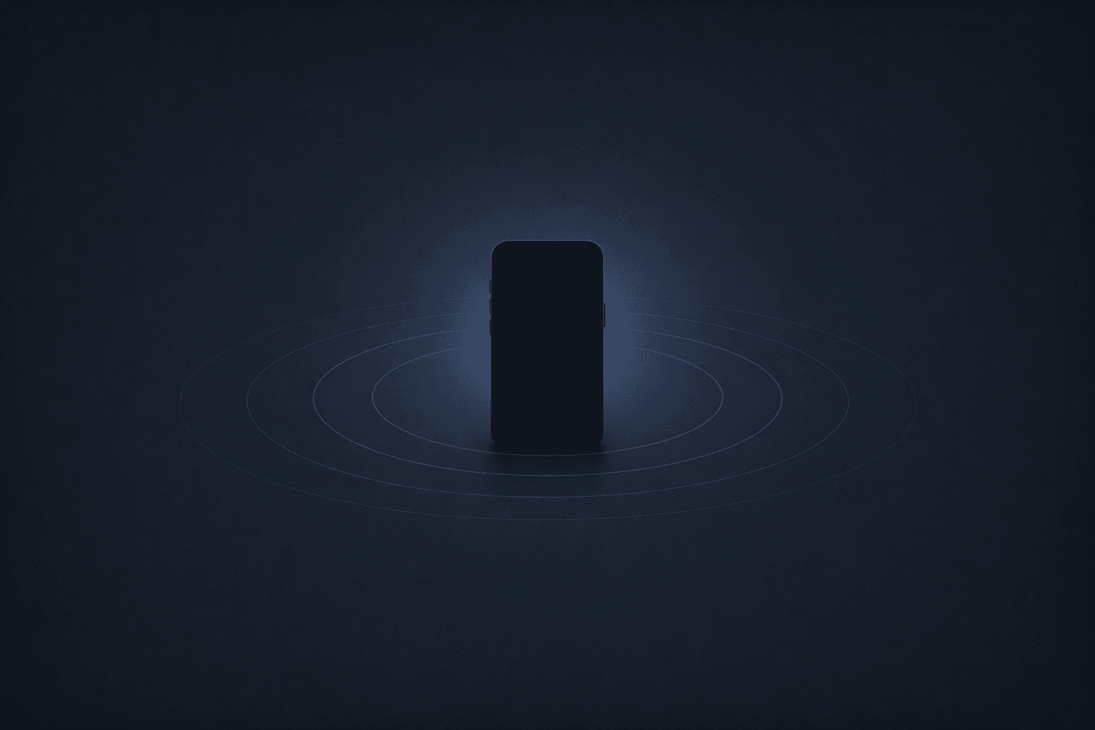 A minimalist iPhone with soft concentric rings emanating outward