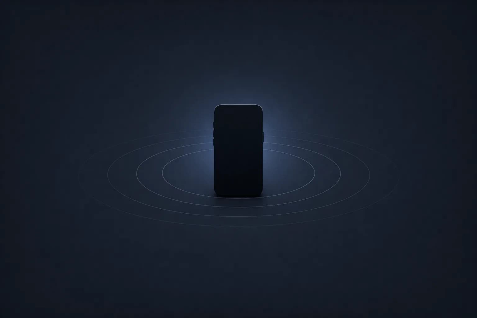 A minimalist iPhone with soft concentric rings emanating outward
