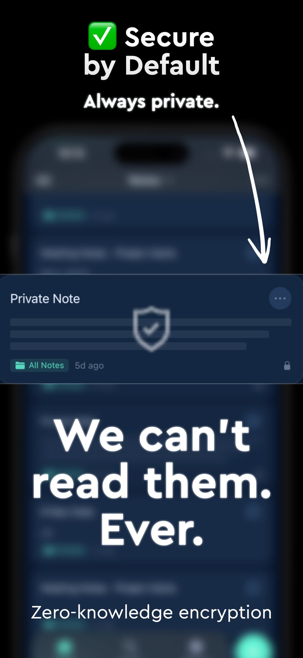 Secure Notes zero-knowledge encryption screen