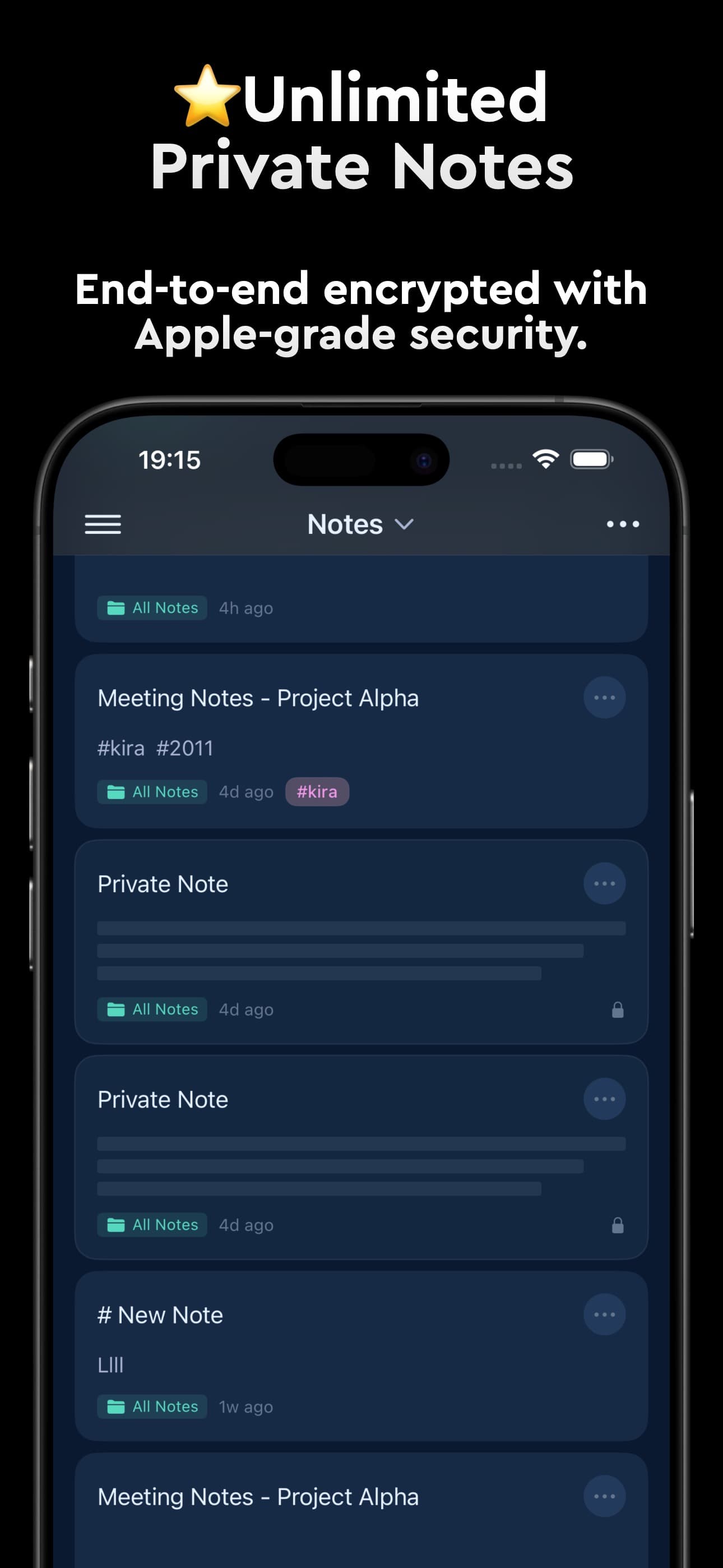 Unlimited private notes feature