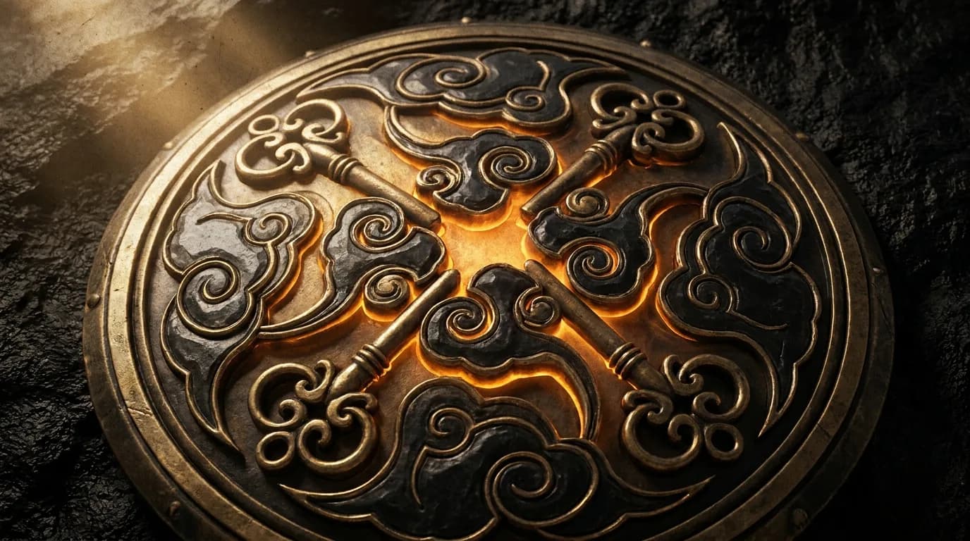 Apple Advanced Data Protection — stylized shield of interlocking iCloud and key glyphs